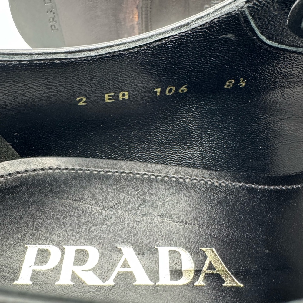 PRADA Black Leather Square Toe Lace Up Shoes UK 8.5 / US 9.5 - Picture 12 of 12
